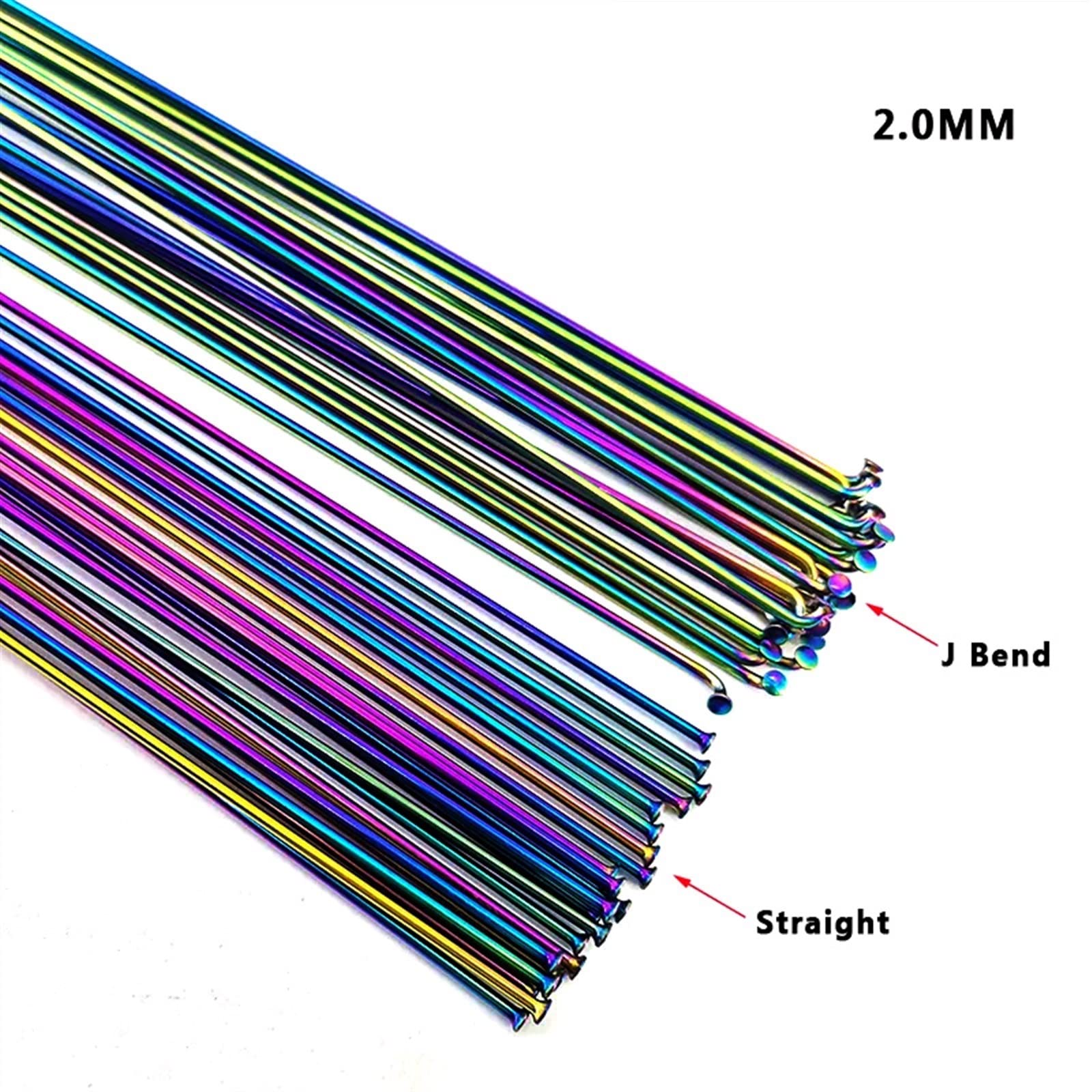 Raggi per Bici, Raggi Rotondi 2.0 J-Bend/Straight Pull Raggi for Bicicletta Colorati Raggi for Bicicletta con Tappi in Ottone Raggi for Mountain Bike 14G(J Bend 72pcs)