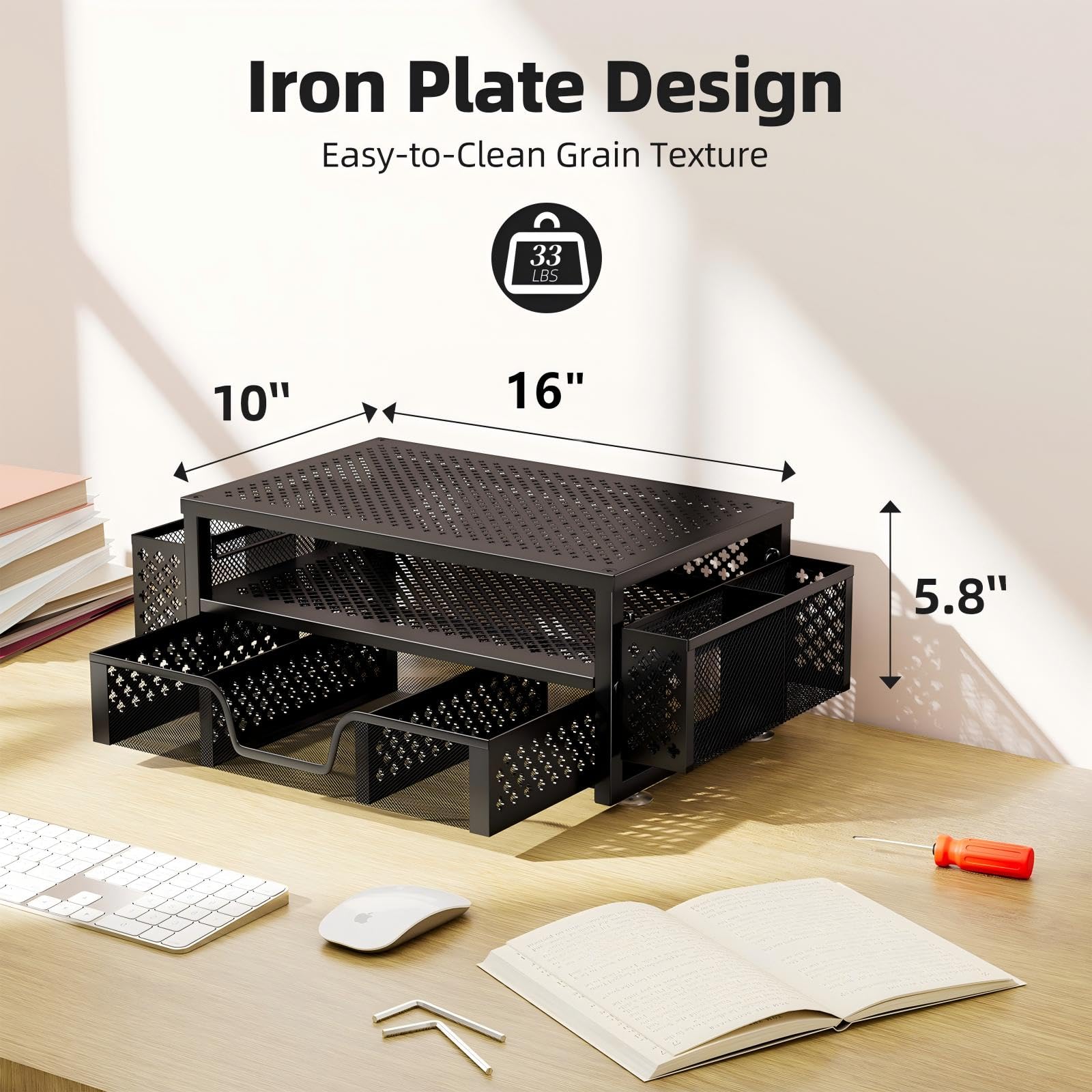 Monitor Stand with Drawer - Laptop Organizer -2