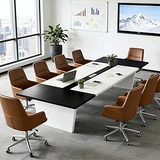 Konferenztisch Büro, Moderner Besprechungstisch Groß, Stabiler Meetingtisch mit 2,5 cm Tischplatte, Schreibtisch für Konferenzraum, Büro, Schulung und Teamarbeit