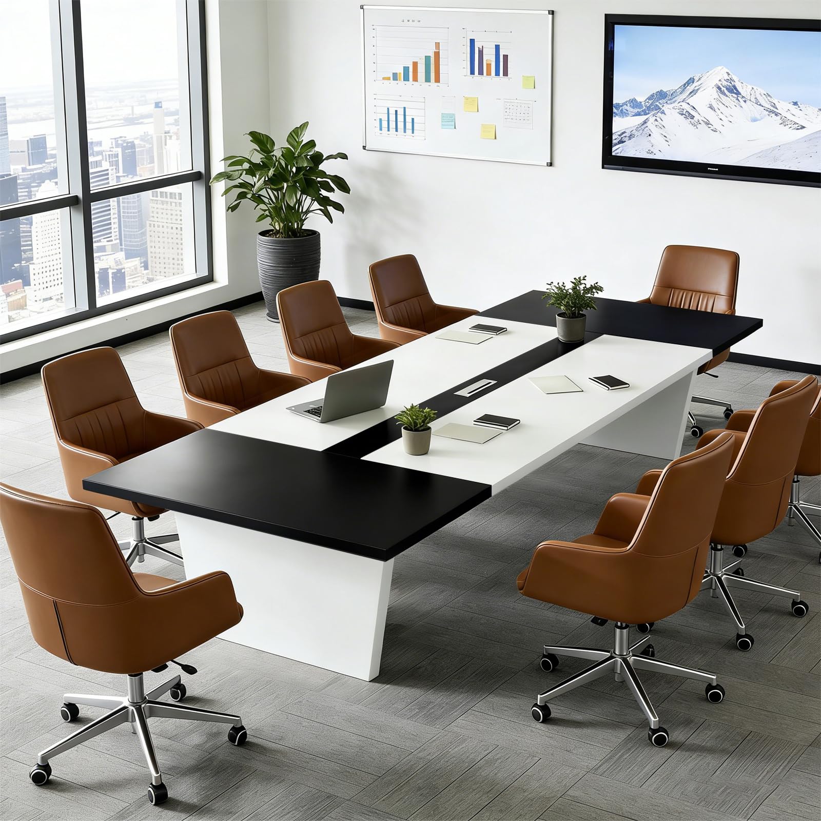 Konferenztisch Büro, Moderner Besprechungstisch Groß, Stabiler Meetingtisch mit 2,5 cm Tischplatte, Schreibtisch für Konferenzraum, Büro, Schulung und Teamarbeit