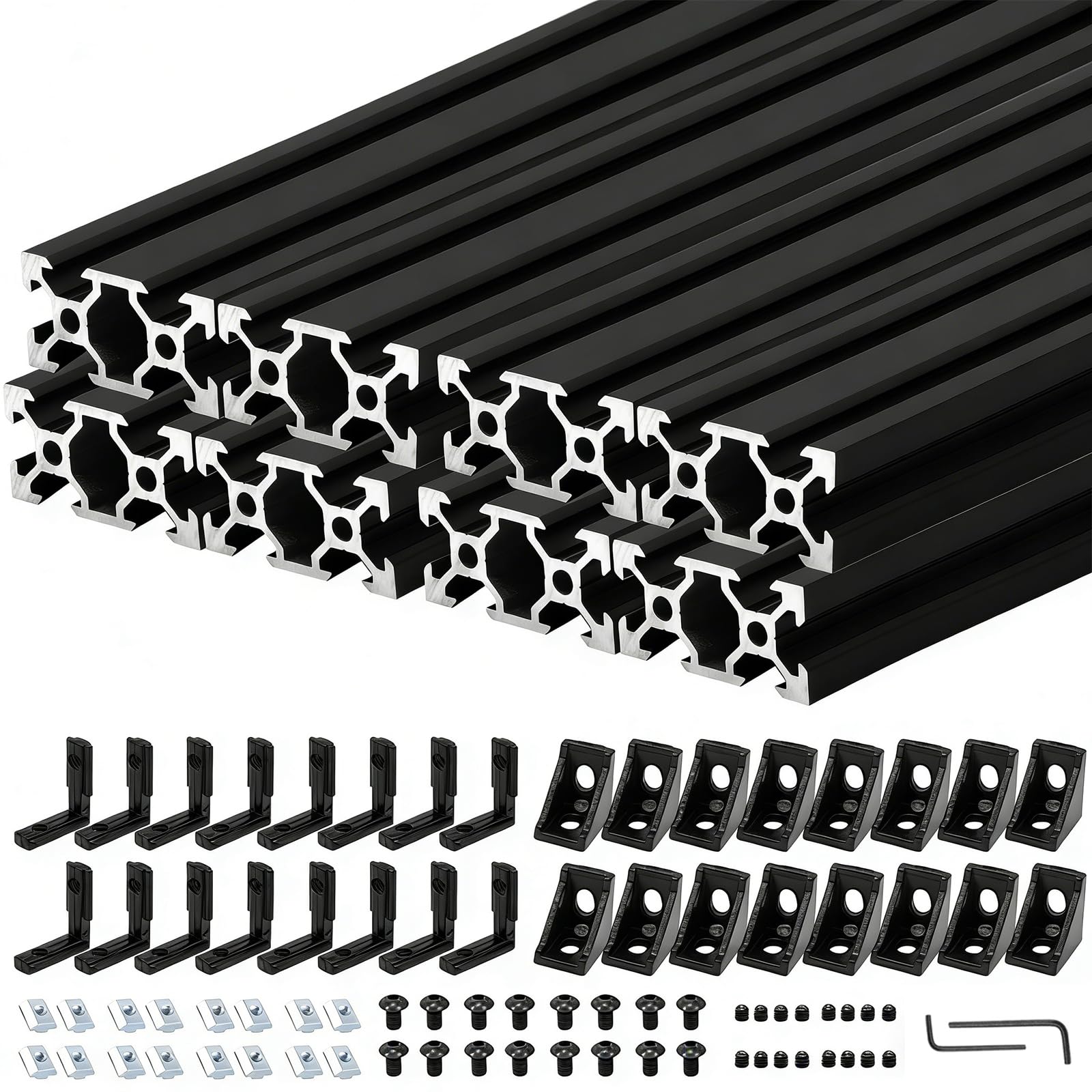8Pack 2040 Aluminum Extrusion V Slot 1830mm 72 inch Black