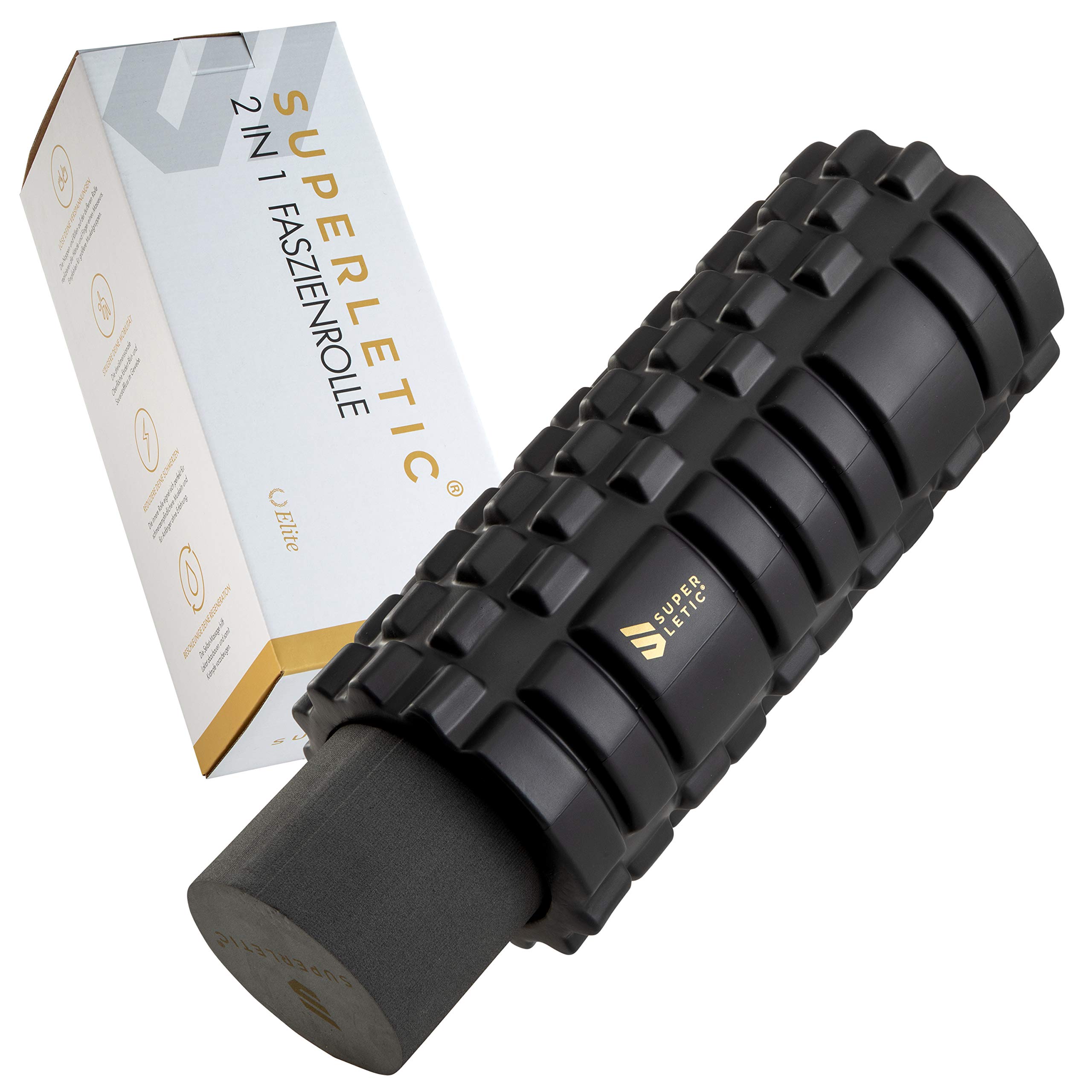 Set di rulli per fascia 2In1 Elite, Set di rulli per massaggio, rullo con protuberanze per colonna vertebrale, schiena, gambe, pilates roll