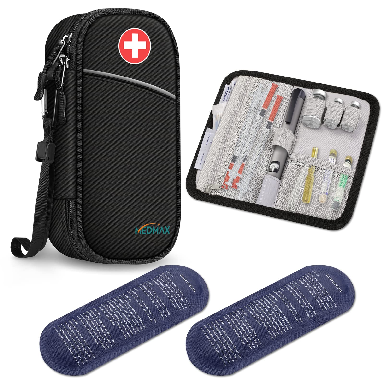 Buy MEDMAX Insulin Cooler Travel Case with 2 Ice Pack, Water Resistant Insulated ic Medication