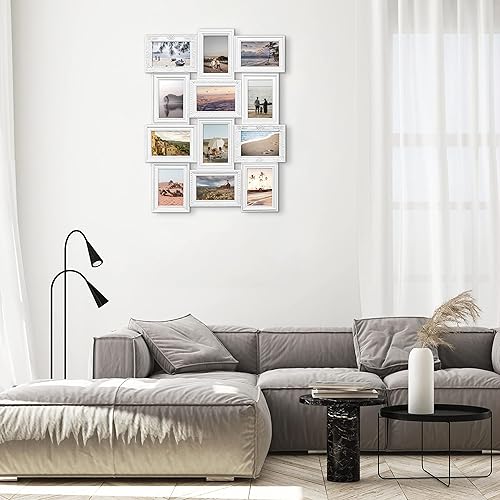 Miniatura 9 de J.M.Deco Marcos de fotos de collage de 12 aperturas para decoración de pared, marcos de fotos de collage de 4 x 6 pulgadas con ganchos de metal,