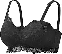 Momcozy Wirefree Lace Nursing Bra - Padded V-Neck Maternity Bra for Pregnancy & Breastfeeding Comfort