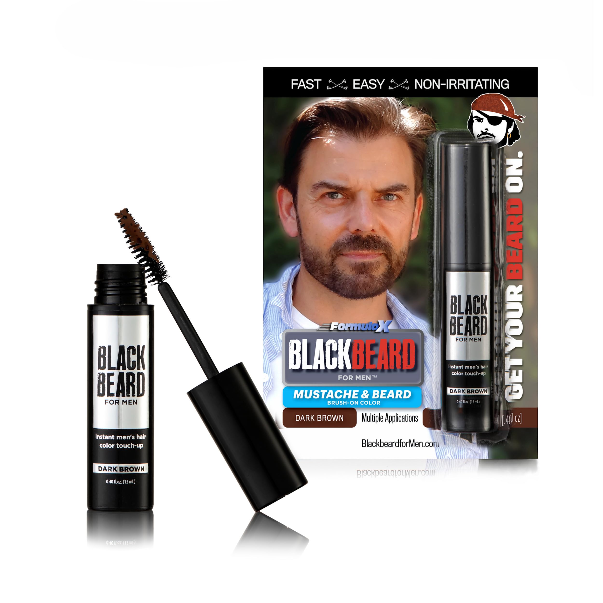 Blackbeard for Men - temporary brush on colour 12ml 0.40oz (Dark Brown, 1 Pack)