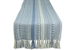 DII Farmhouse Braided Stripe Table Runner, 15x108 (15x113 with Fringe)
