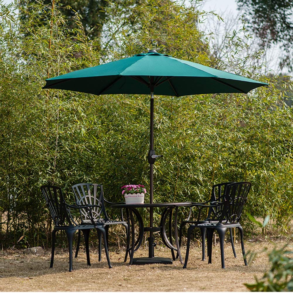 Parasol stołowy Garden Parasol 2,25 m/7,4 stóp, z mechanizmem korby i pochylenia, wiatroodpornymi parasolami deszczowymi, na ogrodowe trawniki ogrodowe, 3 kolor (kolor: zielony)