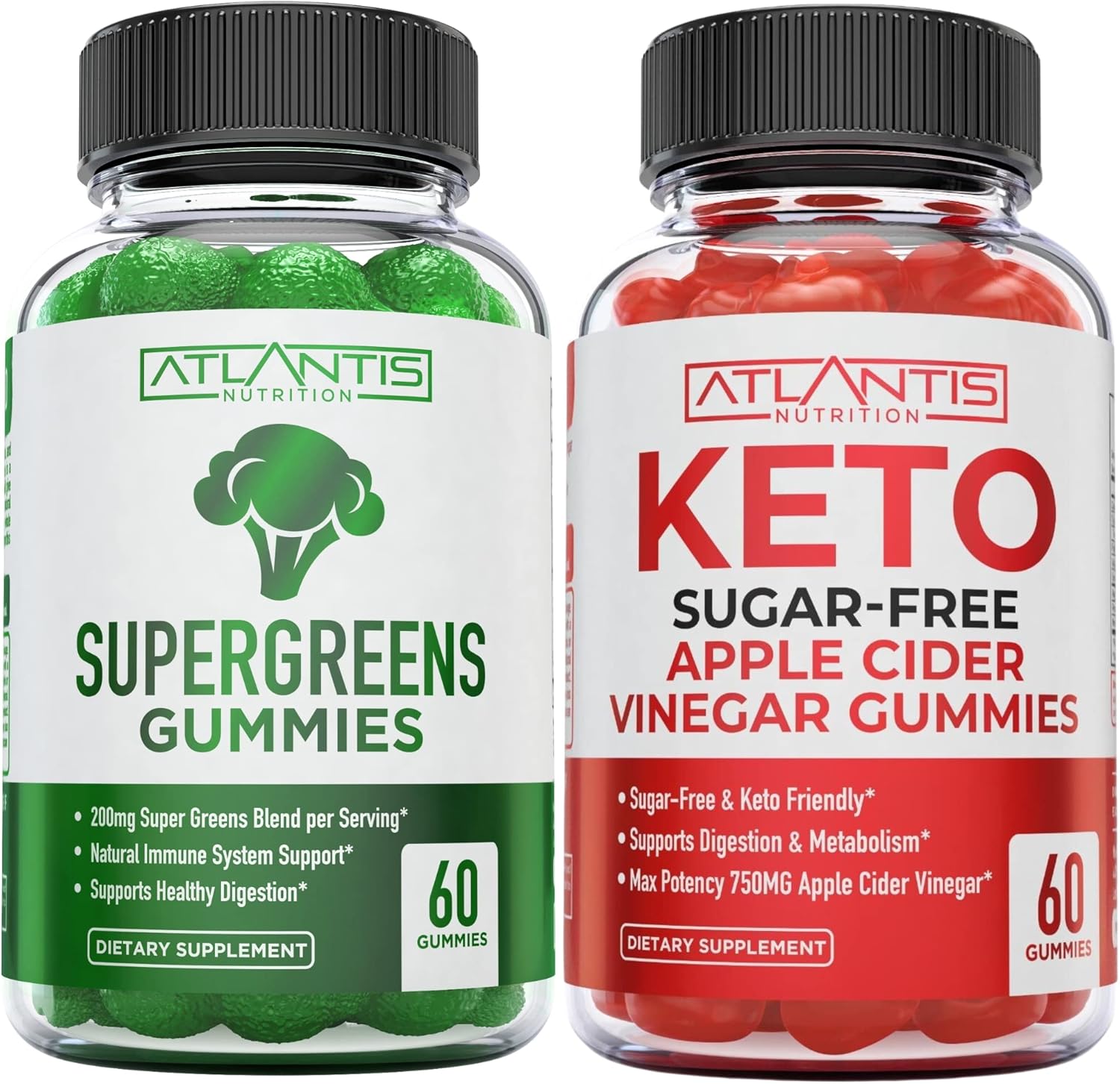 Atlantis Nutrition Supergreens 60 Gummies + Sugar Free Keto