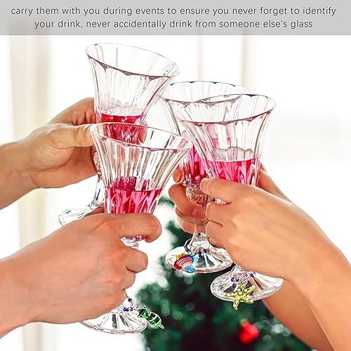 Miniatura 8 de HDCRYSTALGIFTS Árbol de coral de cristal de 5.5 pulgadas con adornos de vino  Juego de 6 fabricantes de copas de vino de vida marina para Navidad,