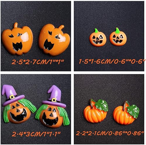 Miniatura 3 de 32 dijes de resina para Halloween, calabaza, brujas, manzana, cuentas de espalda plana, cabujones, adornos de plástico para hacer joyas, disfraces