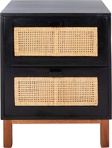 Miniatura 3 de Safavieh Home Collection Erica - Mesita de noche de ratán negro y natural con 2 cajones