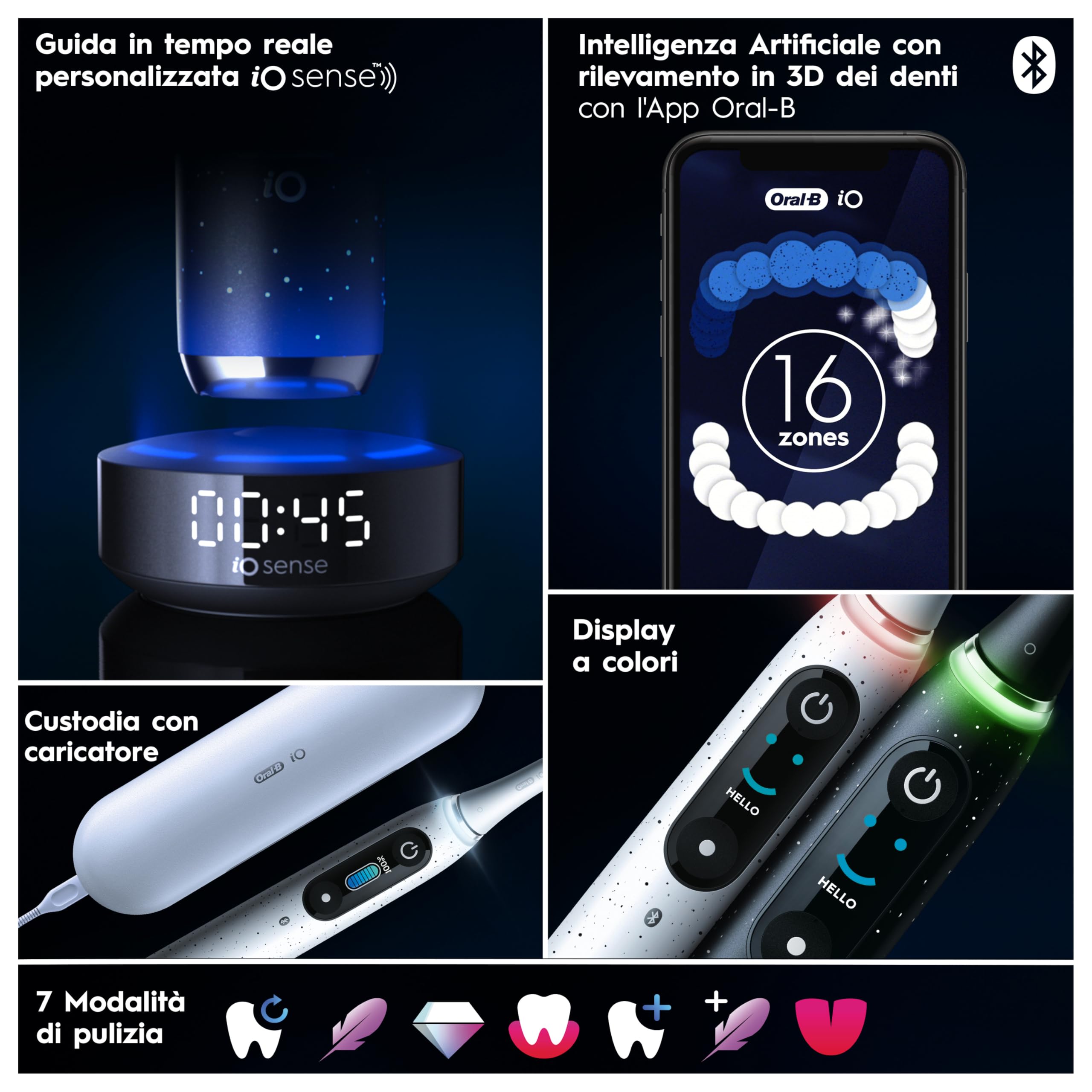 Oral-B Spazzolino Elettrico Ricaricabile iO 10 Nero, 3 Testine Oral B, Spazzolino Elettrico, 1 Custodia Da Viaggio Ricaricabile, Pulizia Denti Efficace