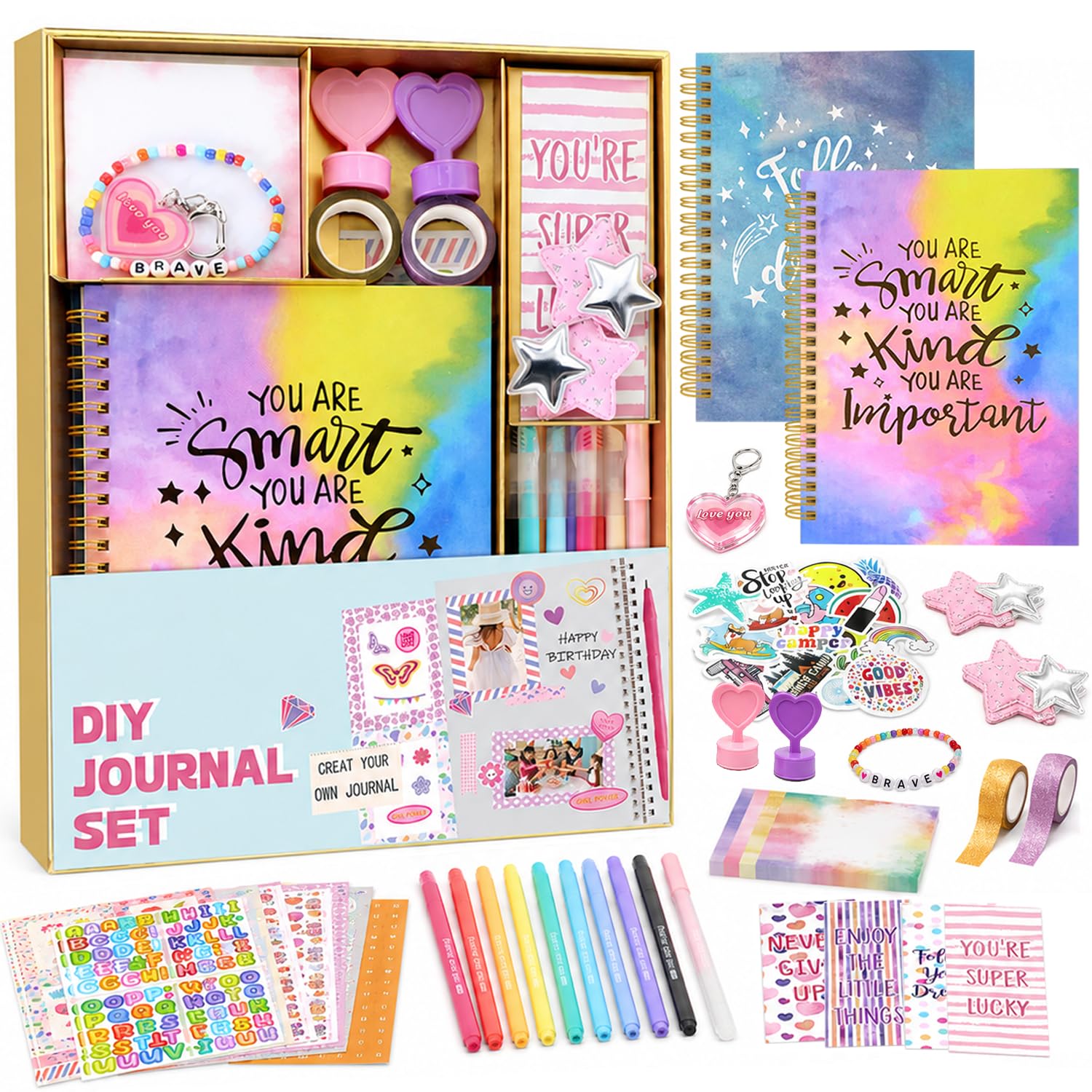 DIY Journal Kit for Girls Ages 8-12, 200+PCS Teen Tween Girl Gifts Trendy Stuff, Party Favors for Kids 8-12, Birthday Gift for Girls.