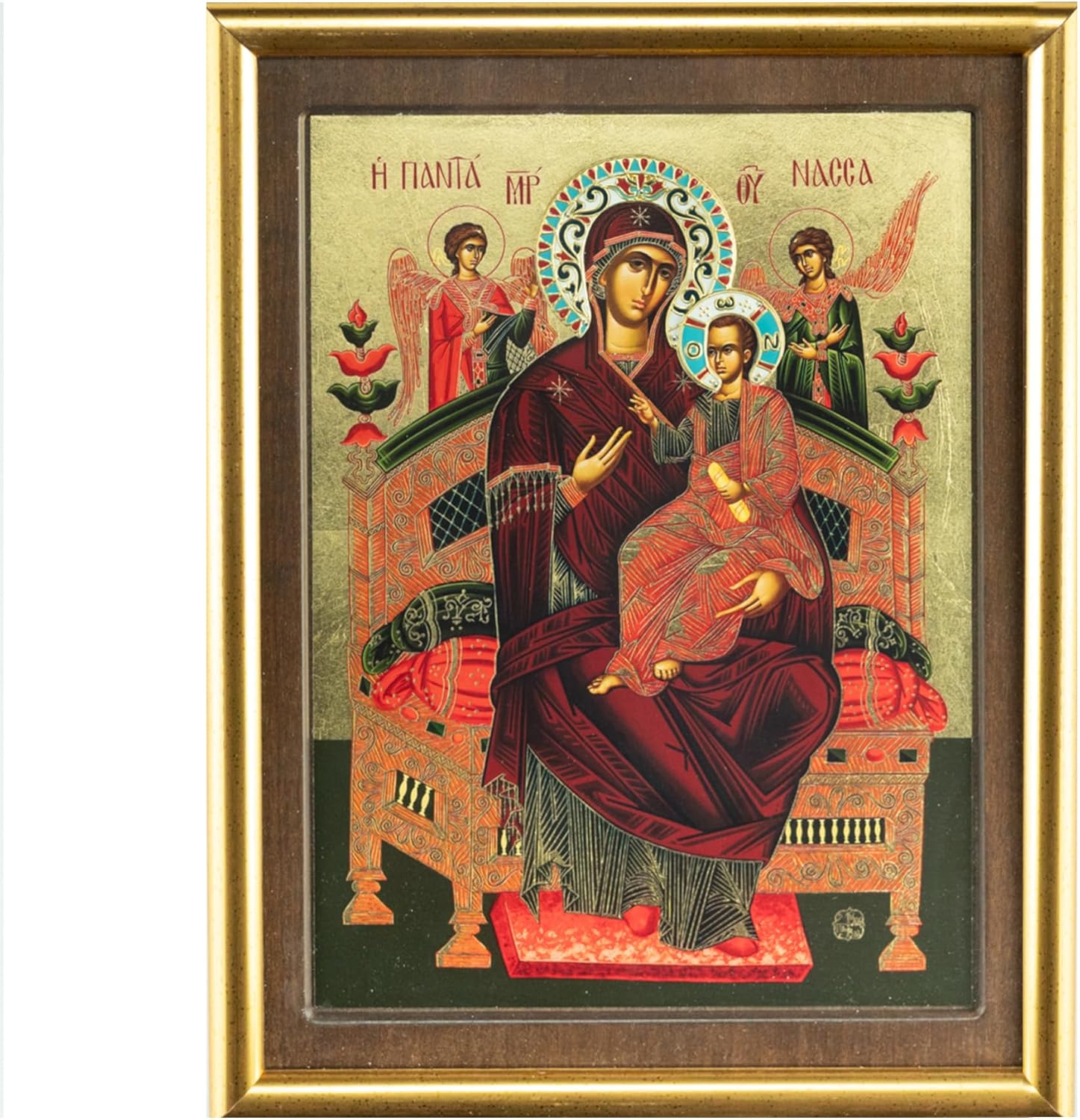 VATOPEDI MONASTERY Panagia Pantanassa 17th-century Replica of the Miraculous Icon from Mount Athos (33 x 26 cm)