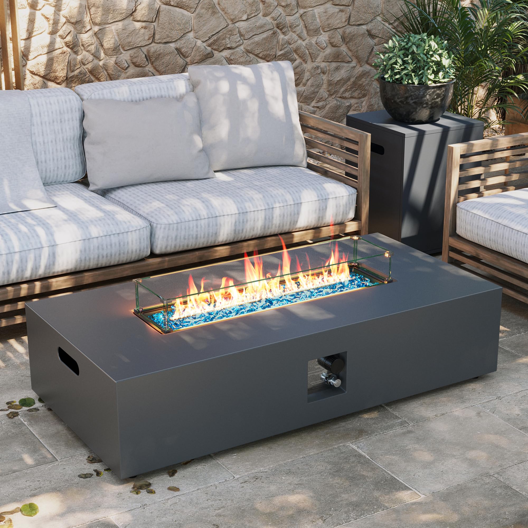 UPHA 56-inch Outdoor Propane Gas Fire Pit Table