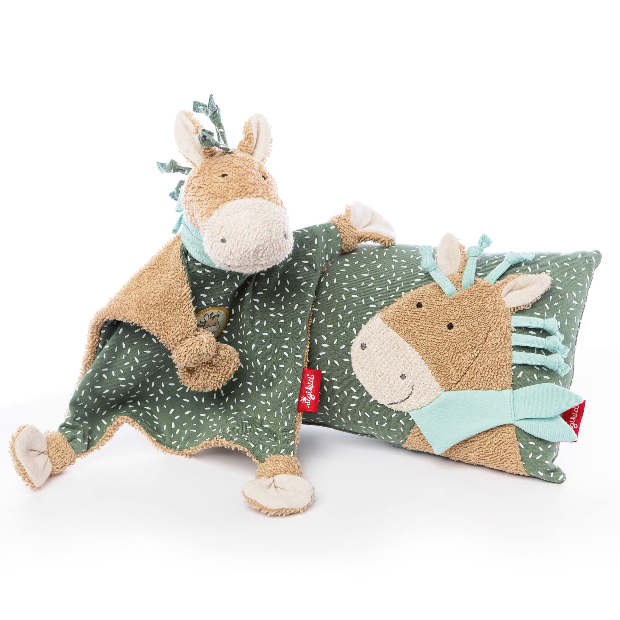 SIGIKID Schnuffeltuch Pony Wiah grün- Baby Schmusetuch - Spielzeug Stofftier Kuscheltier – Stofftuch für Neugeborene - Plüschtier zum Trösten für Babys und Kleinkinder ab Geburt geeignet