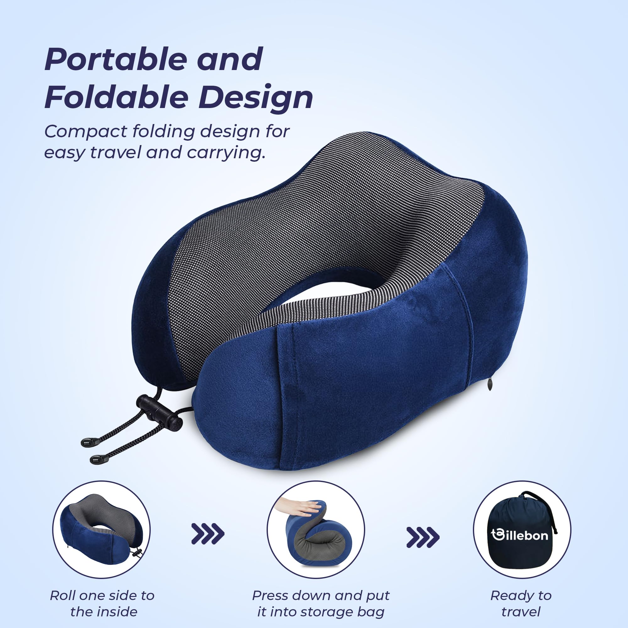 Billebon Memory Foam Neck Pillow - Travel Comfort -8