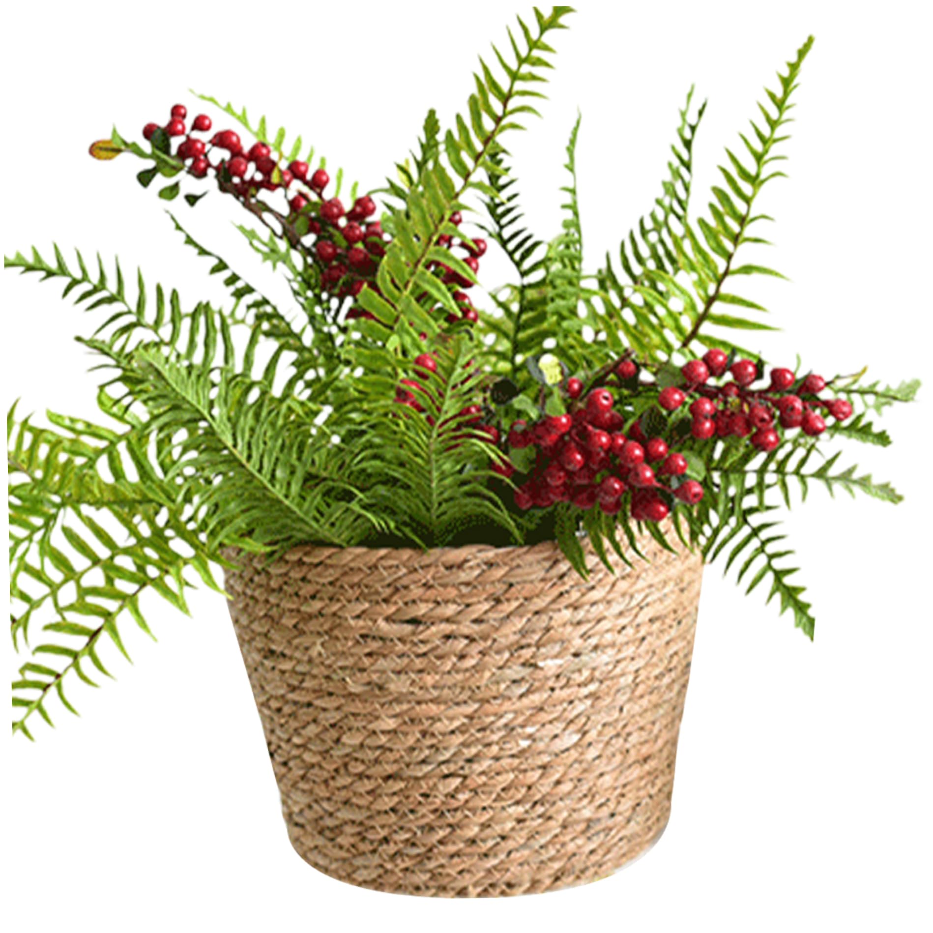 Sjfbebsy Plant Basket, 7x6Inch Natural Seagrass Basket Planter with Lining Woven Rustic Flower Pot for Indoor Home, Planter