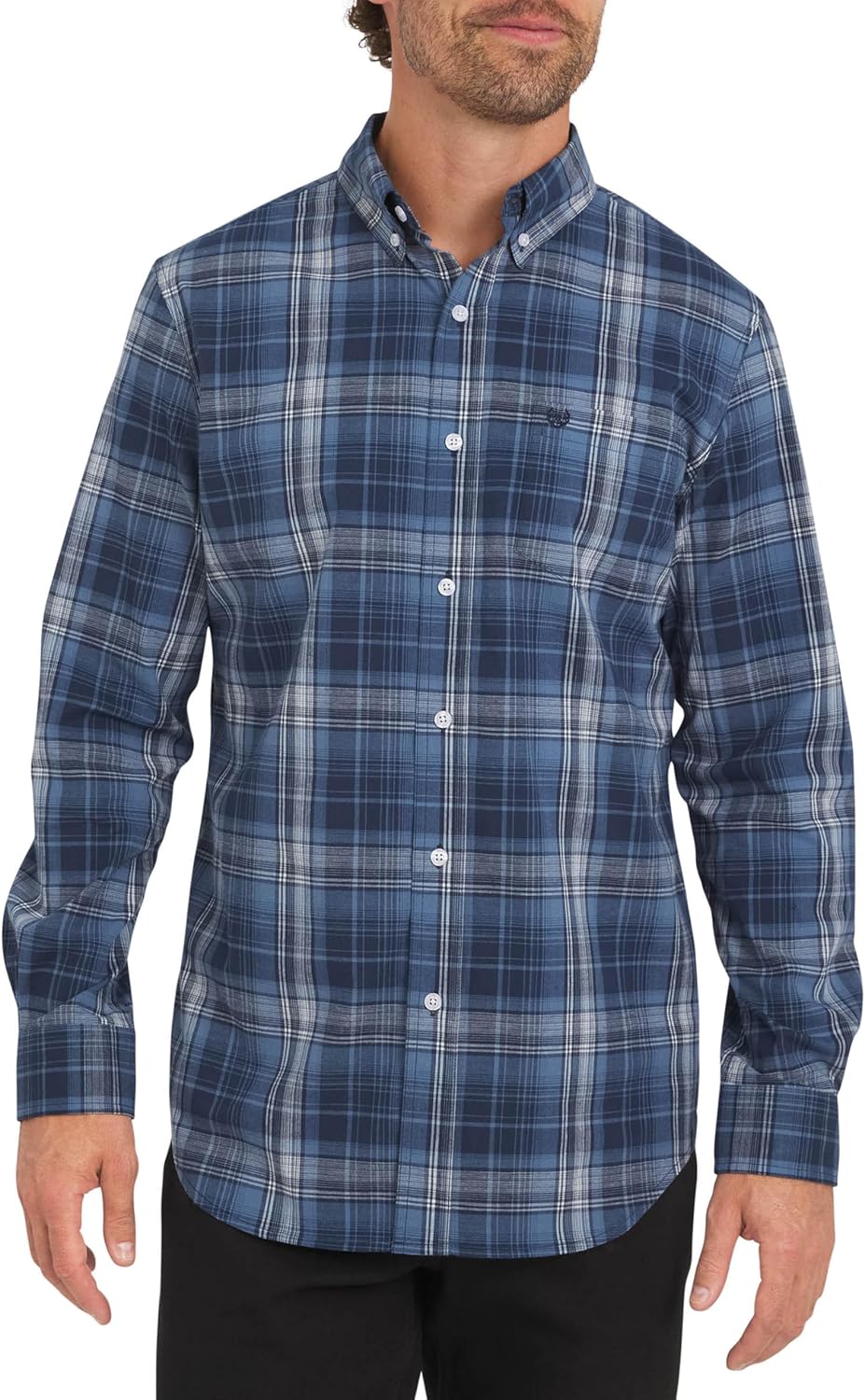 Chaps Mens Classic Fit Long Sleeve Button Down Stretch Poplin Casual Shirt