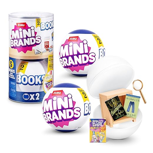Mini Brands Mini Books Series 2 Capsule by ZURU, Collectible Miniature Book Toy Kids 3+ (2 Capsules)