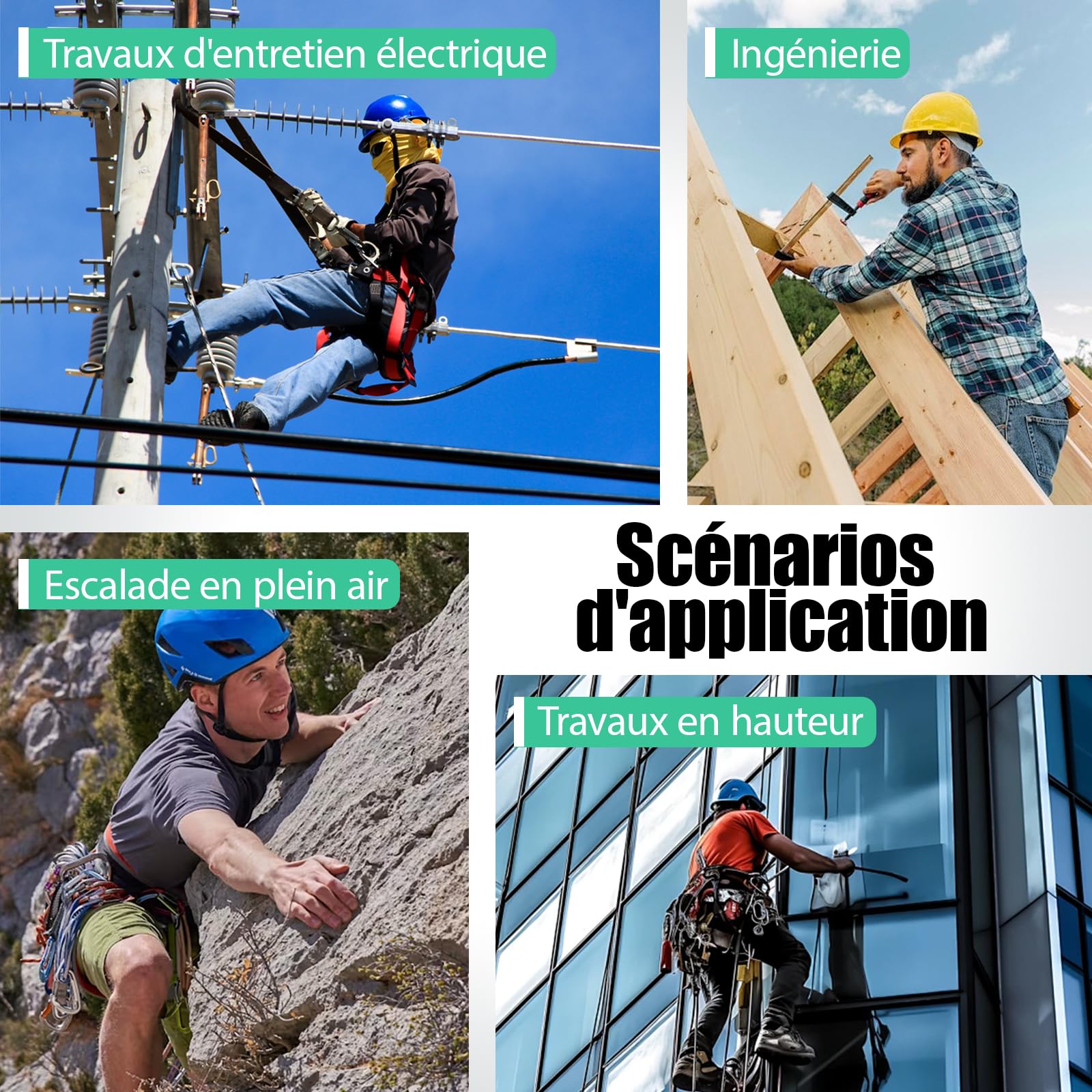 Dispositif Antichute a Rappel Automatique, Harnais de Securite Anti Chute Toiture avec Mousqueton, Stop Chute Toiture à Rappel Automatique Adapté aux Travaux en Hauteur et à l'Escalade