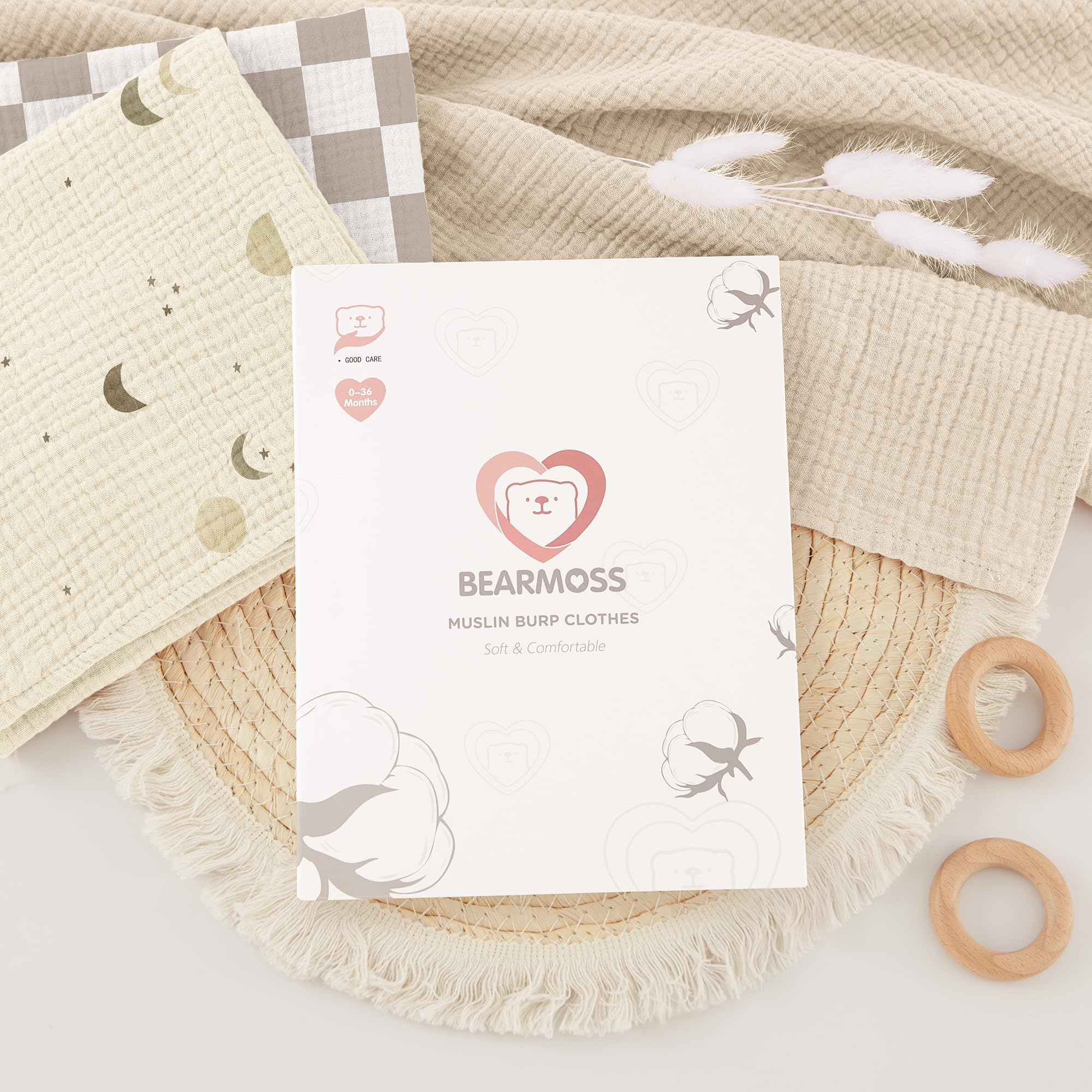bearmoss Pannolini in cotone per neonati, assorbenti traspiranti per neonati, pelli sensibili, unisex, per neonati e ragazzi, set di 10 pezzi, 60 x 60 cm, colore: Albicocca)