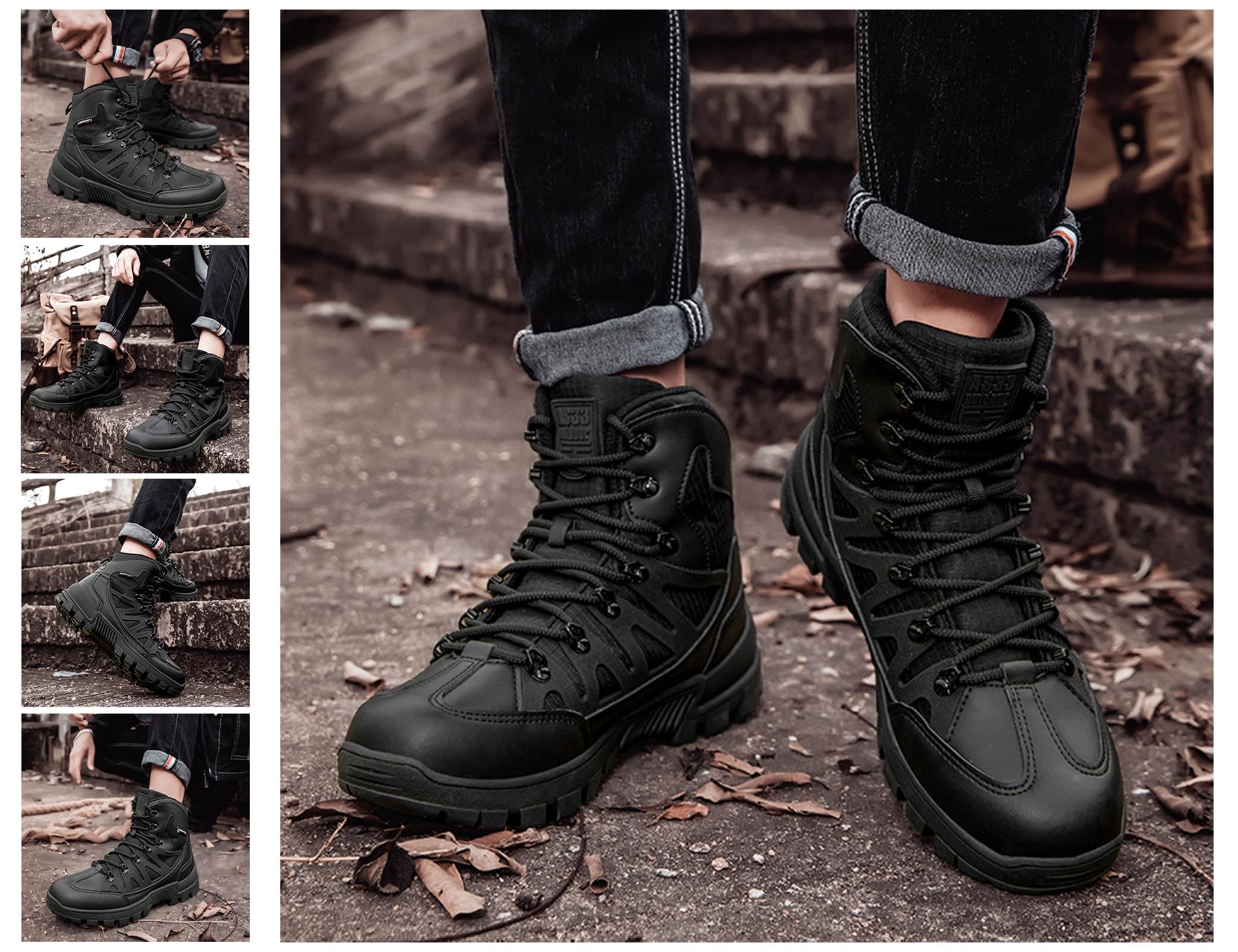 AS33 Herren militärische Taktische Kampfstiefel Verschleißfeste wasserdichte Wüsten Schuhe Außenbereich Einsatzstiefel Rutschfeste Camping Trekking Wander Stiefel