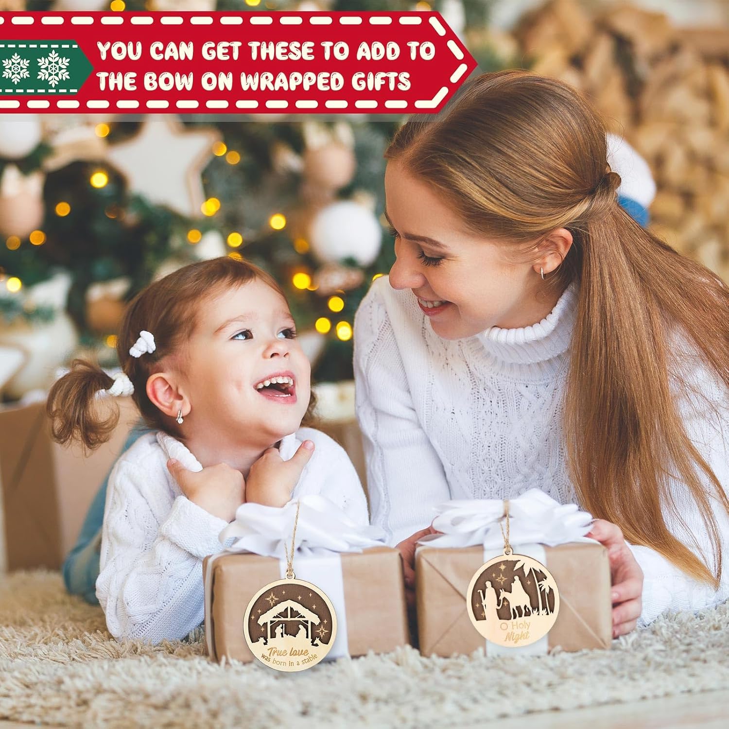 Wenqik 24 Pcs Nativity Scene Ornament, Christmas Wooden Hanging Ornament, Nativity Xmas Tree Ornaments, The Birth of Jesus Decoration Keepsake Religious Gifts for Christian Friends Family - Image 4