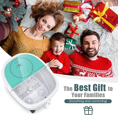 Miniatura 9 de COSTWAY Masajeador de pies de spa con ducha ajustable en ángulo, masajeador eléctrico, temporizador, control digital de temperatura, luces rojas,