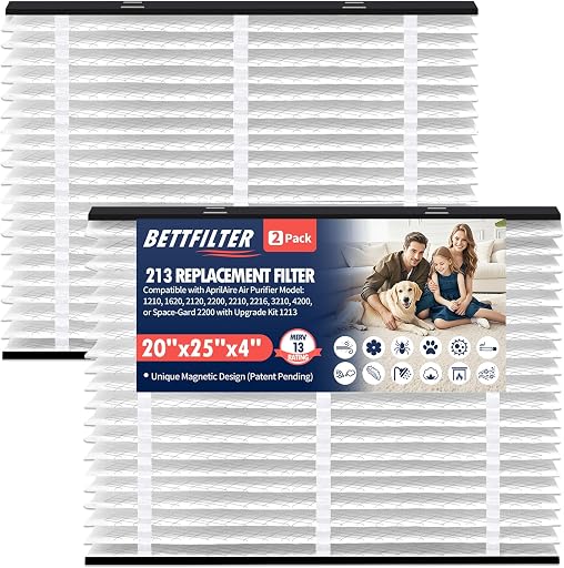 213 Replacement Filter Compatible with Aprilaire Whole House Air Purifiers:1210,1620,2210,2216,3210,4200,2120/2200 with Upgrade Kit 1213,UV12,UV22,MERV 13 Furnace Filters,20X25X4 Air Filter(2-Pack)