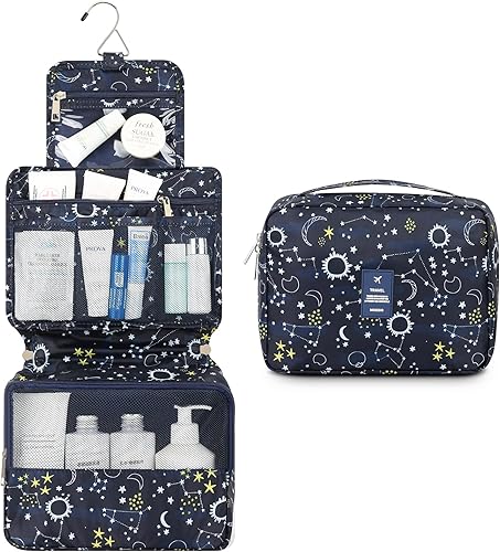 Miniatura 2 de Mossio Neceser colgante con gancho resistente, organizador de viaje grande portátil para maquillaje cosmético para hombres y mujeres