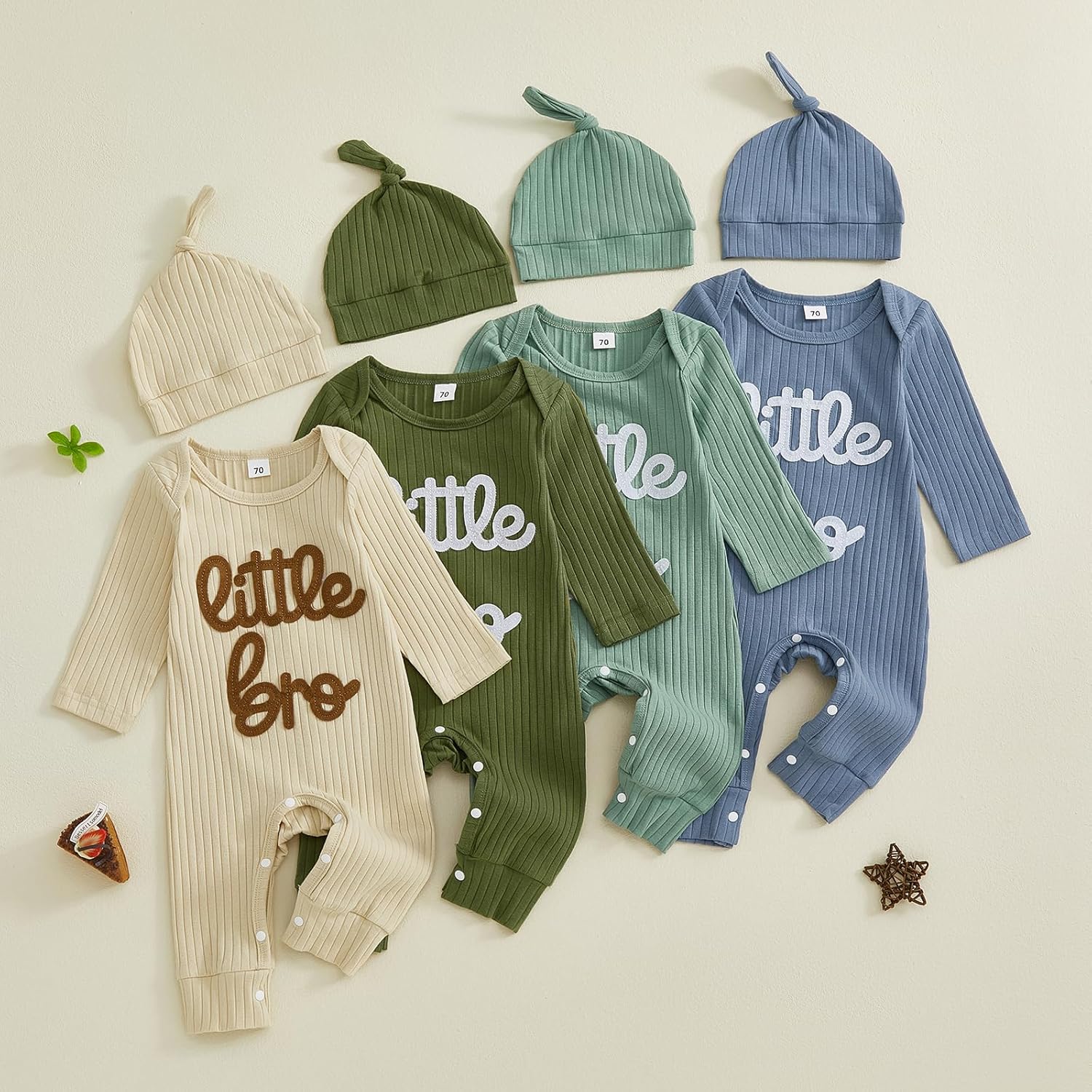Newborn Baby Boys Romper Long Sleeve Little Brother Letter Print Ribbed Bodysuit Jumpsuit Infant Coming Home Outfit - Image 7
