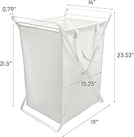 Vista 8 de Yamazaki Home Tower - Cesta para ropa sucia con forro de algodón, grande, 25.2 pulgadas, acero + algodón, 20 galones, 75 litros