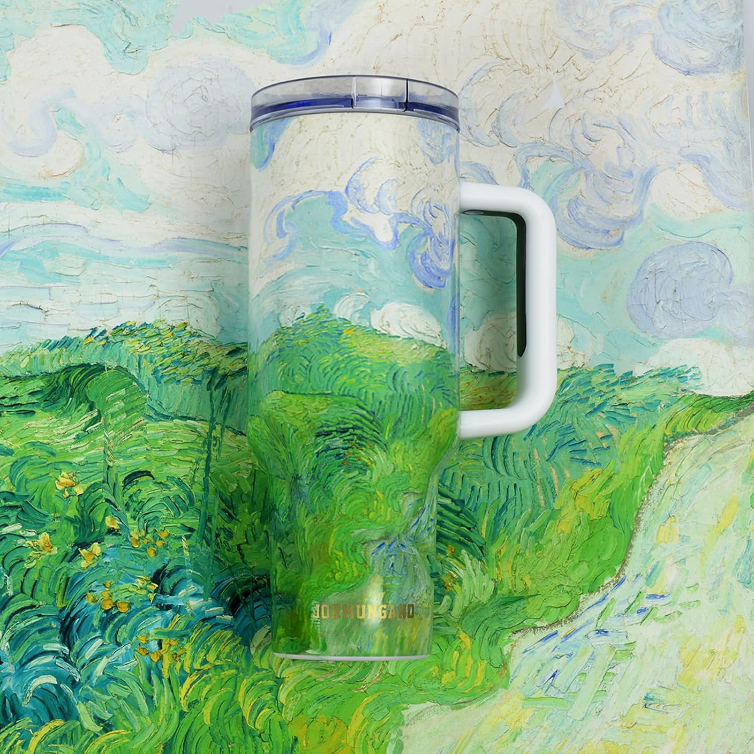 Jormungand 40 oz Tumbler with Handle and Straw Stainless Steel Vacuum Insulated Water Bottle for Hot or Cold Beverages Coffee Mug with Leakproof Straw Lid Sliding Lid Gift for Women&Men (Fields) - Image 3