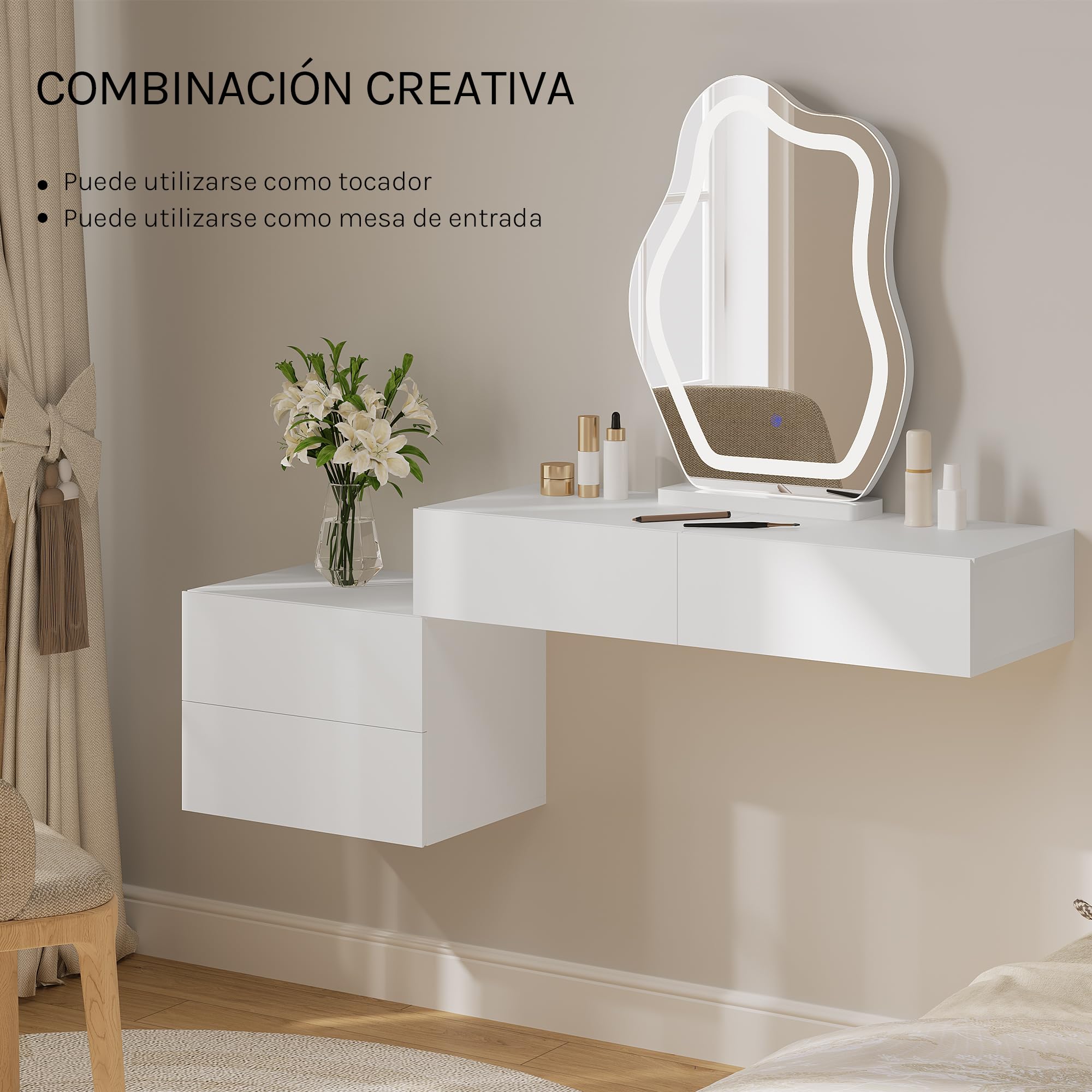WOLTU Juego de 2 Mesita de Noche Flotante con Cajón, Mesita Noche Montada en Pared, 40x30x30 cm, Mesilla Flotante Blanco, Mesa de Noche Colgante para Dormitorio, Blanco, NTS25ws-2