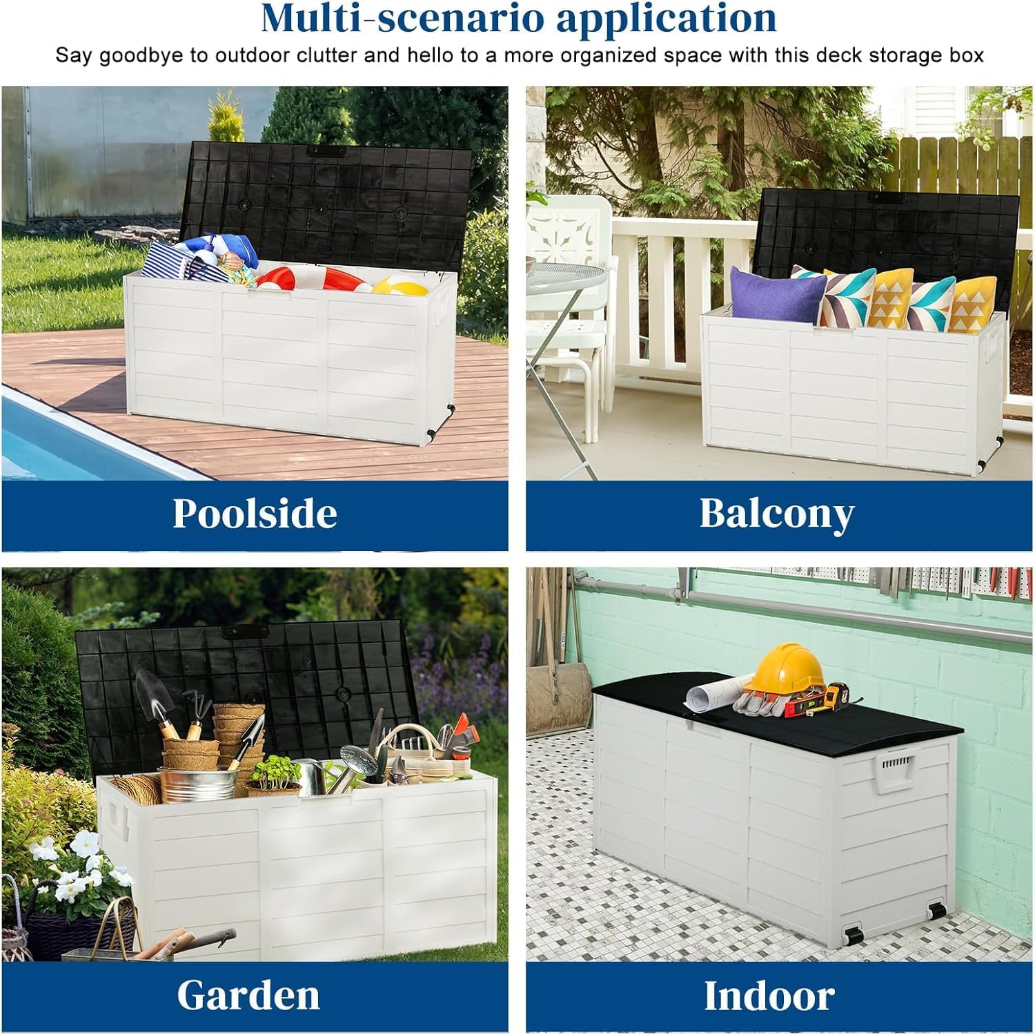 Outside Storage Box 75 Gallon Deck Boxes Outdoor waterproof Storage Container For Patio Cushions,Patio Furniture, Garden Tools