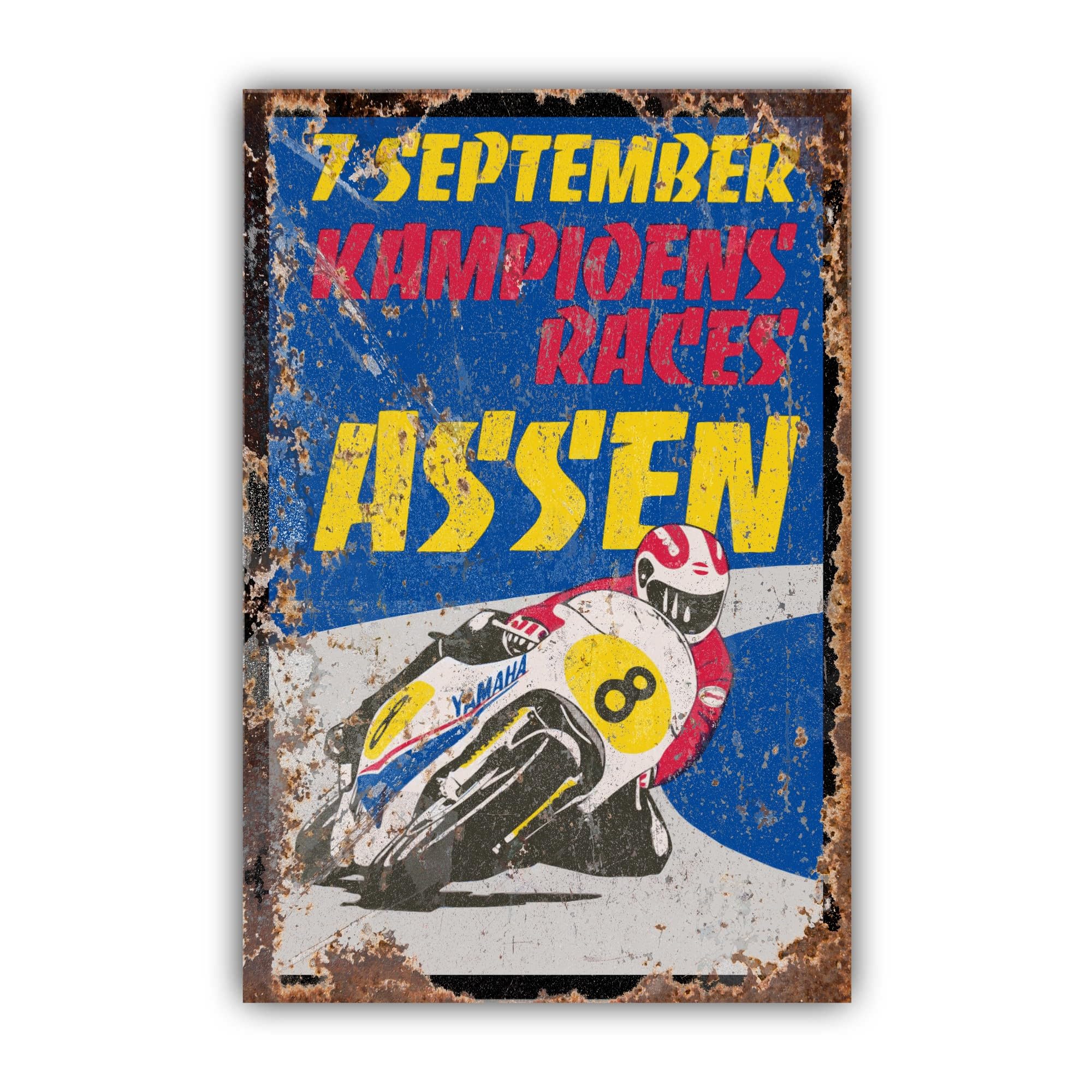 Assen TT Champions Races Targa in metallo (Distressed, 60 x 42 cm)