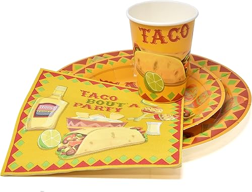 Miniatura 2 de Gift Boutique - El juego de fiesta de tacos sirve 24, incluye platos llanos de 9 pulgadas, platos de postre de 7 pulgadas, tazas de 9 onzas y