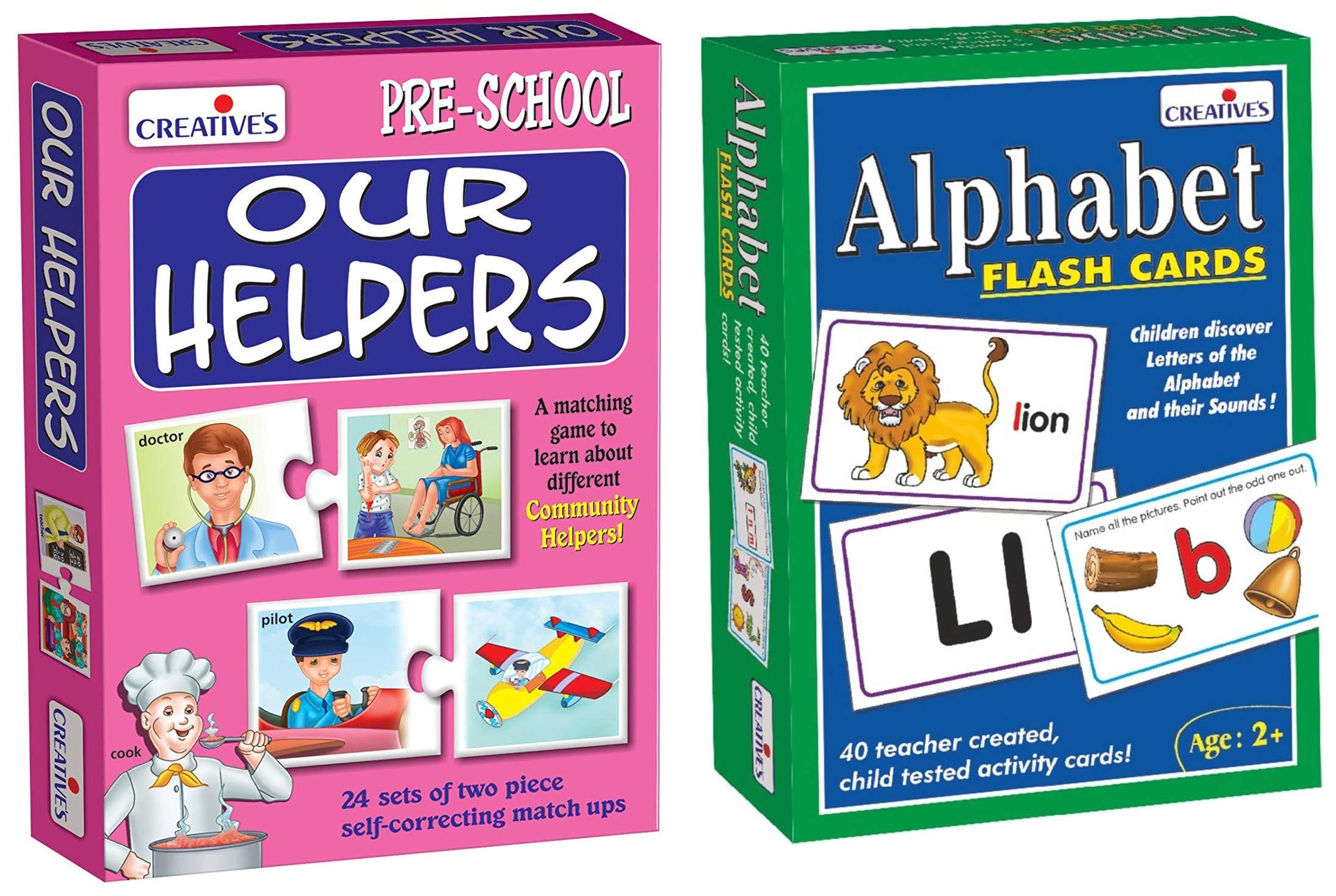Creative Educational Aids P. Ltd. - CRE0630 Our Helpers Puzzle (Multi-Color, 48 Pieces) & Creative Educational Aids P. Ltd. - CRE0519 Alphabet- Flash Cards