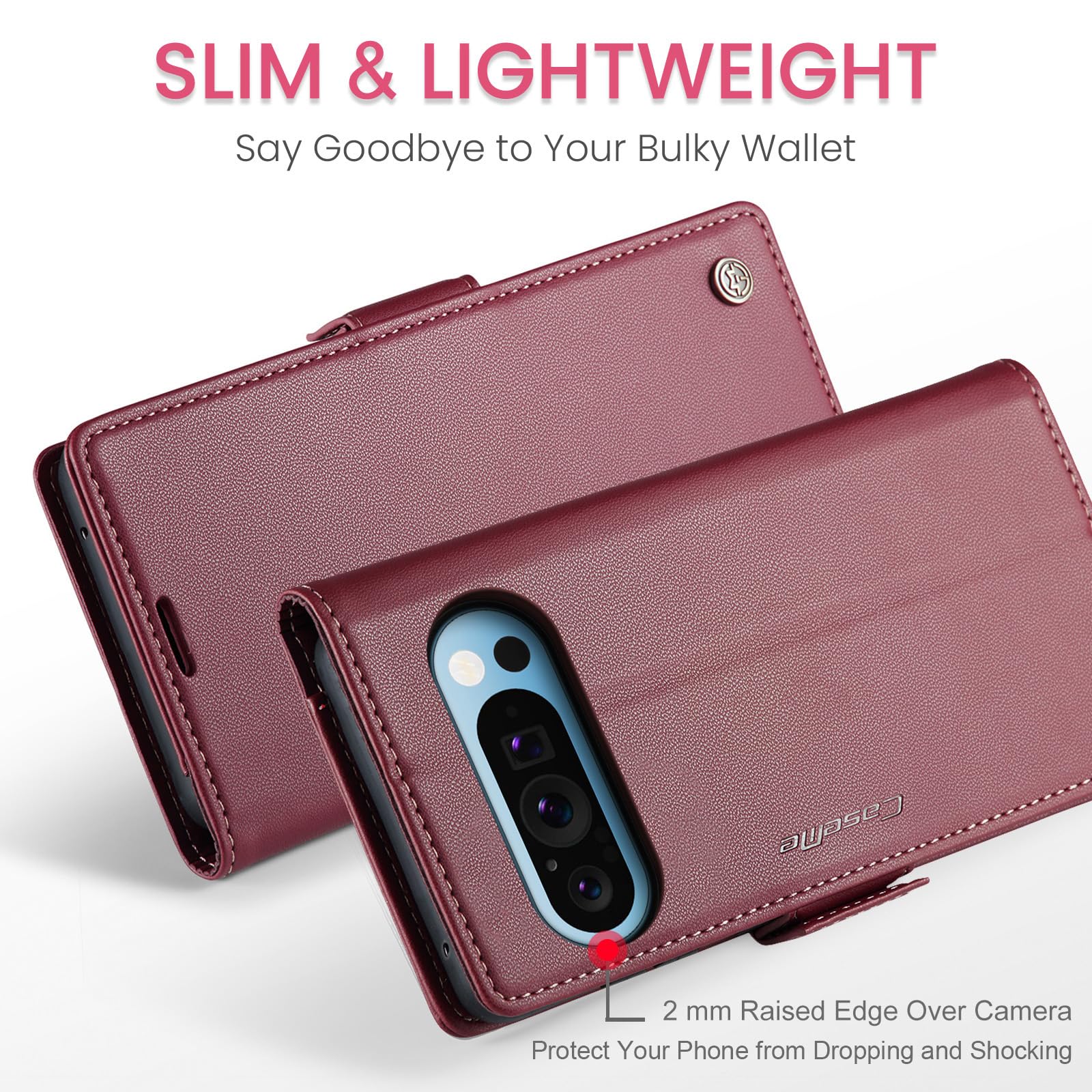 Cover for Google Pixel 10 Pro XL Wallet Case with Card Holder, Kickstand RFID Blocking Magnetic Closure Shockproof Protective PU Leather for Google Pixel 10 Pro XL Flip Case Wallet - Red — view 7
