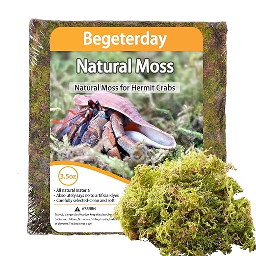 3.5oz Natural Moss for Hermit Crabs, Ideal for Hermit Crab Supplies for Tank Habitat
