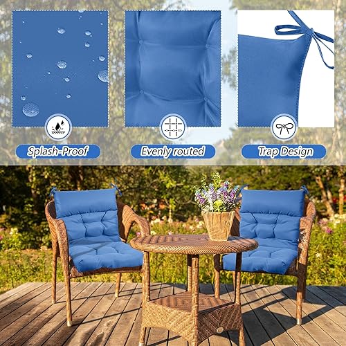 Miniatura 4 de Sintuff Cojines para sillas de patio, 44 x 21 x 4 pulgadas, cojines de asiento o respaldo para interiores y exteriores, cojines copetudos con lazos,