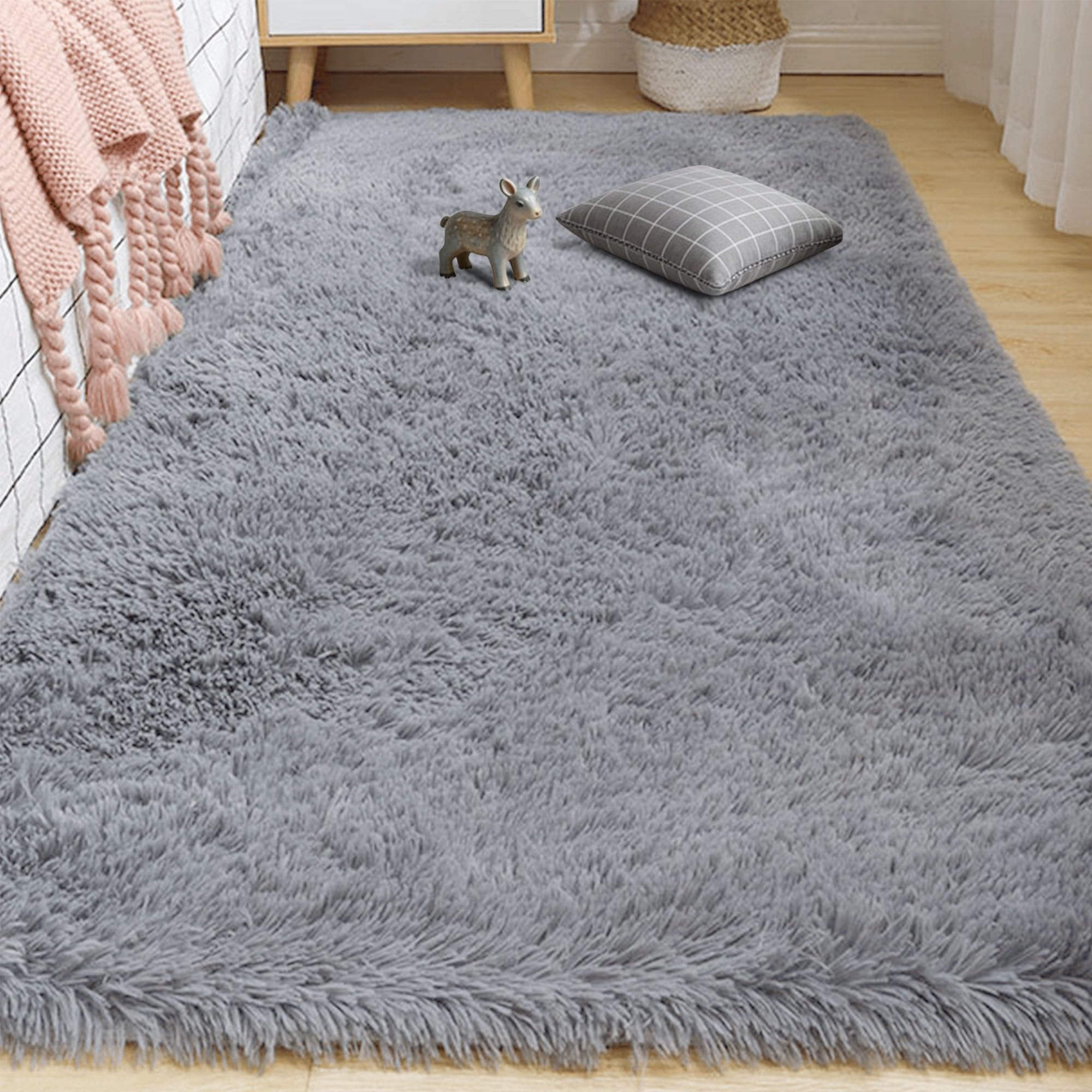 Tapis lavable gris clair 180x230 cm anti-poussière pour le confort de bébé et des enfants