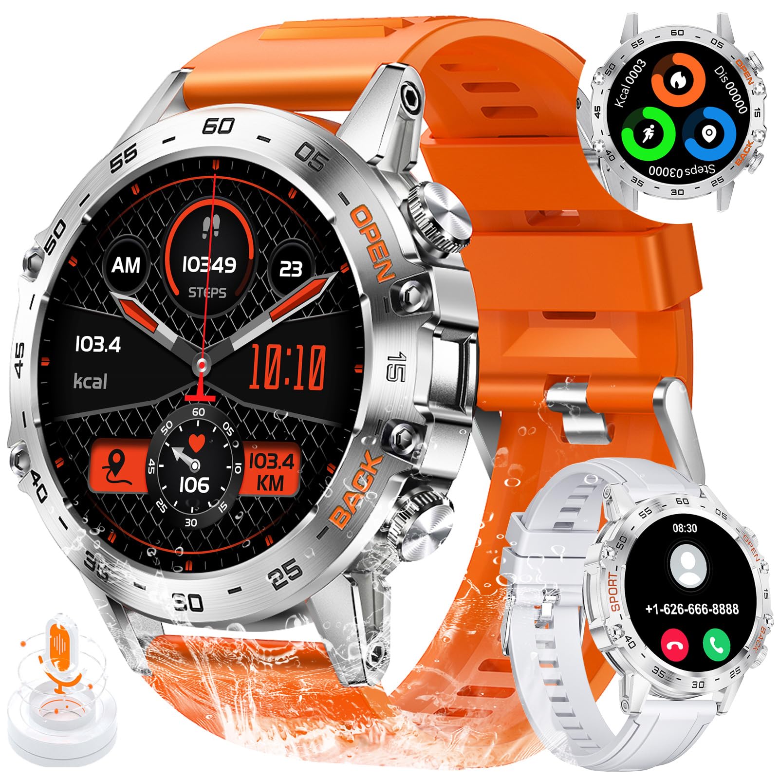 LIGE Montre Connectée Homme 1,39'' Smartwatch Appel Bluetooth Assistant Vocal Santé Fréquence Cardiaque SpO2 Suivi Activité Modes Sportifs Android iOS