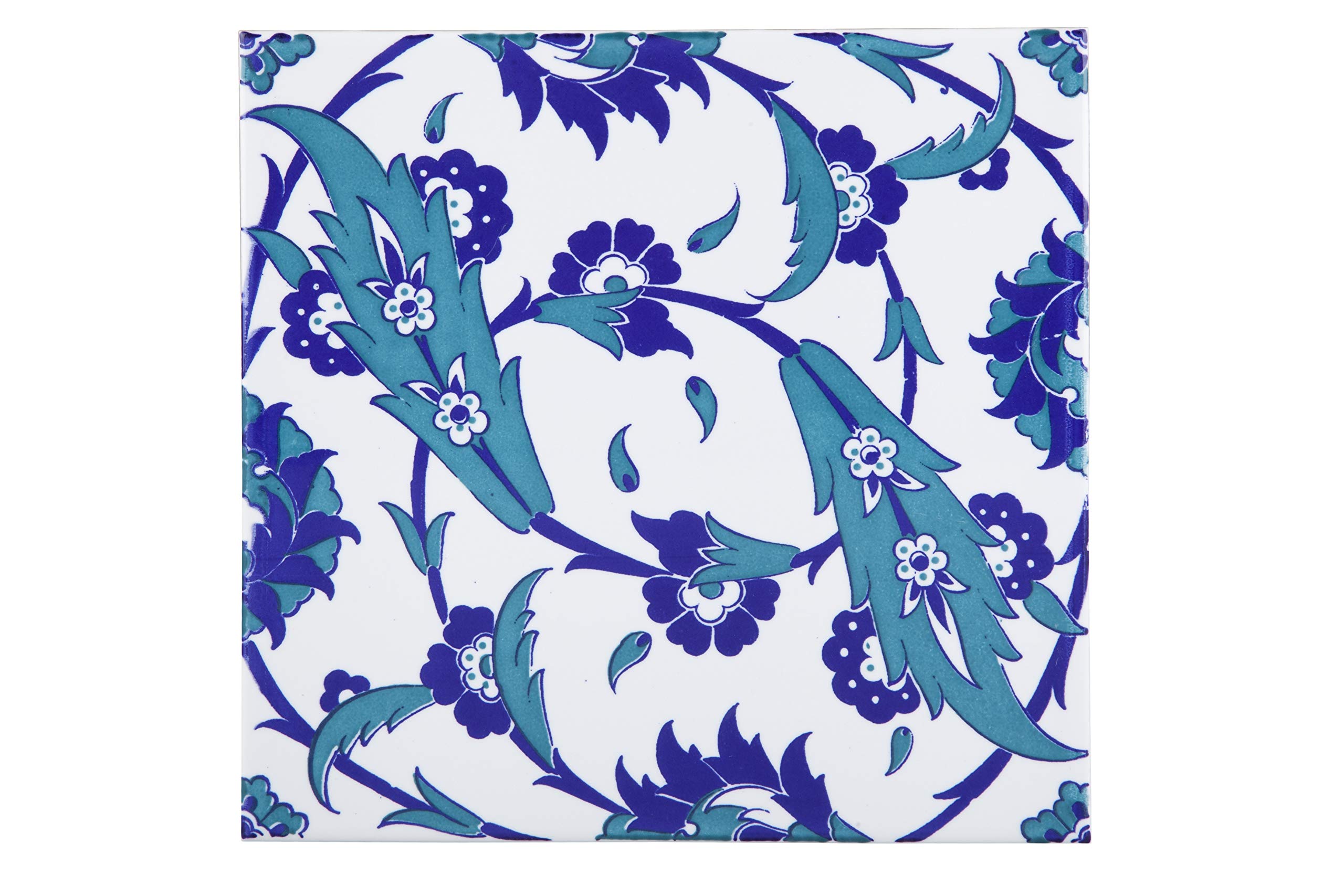 Cerames Esin - Coloridos azulejos turcos, 1 paquete - 0.48m2 (12 piezas), azulejos de cerámica Iznik con patrón, 20x20, ideal para la cocina o el baño.