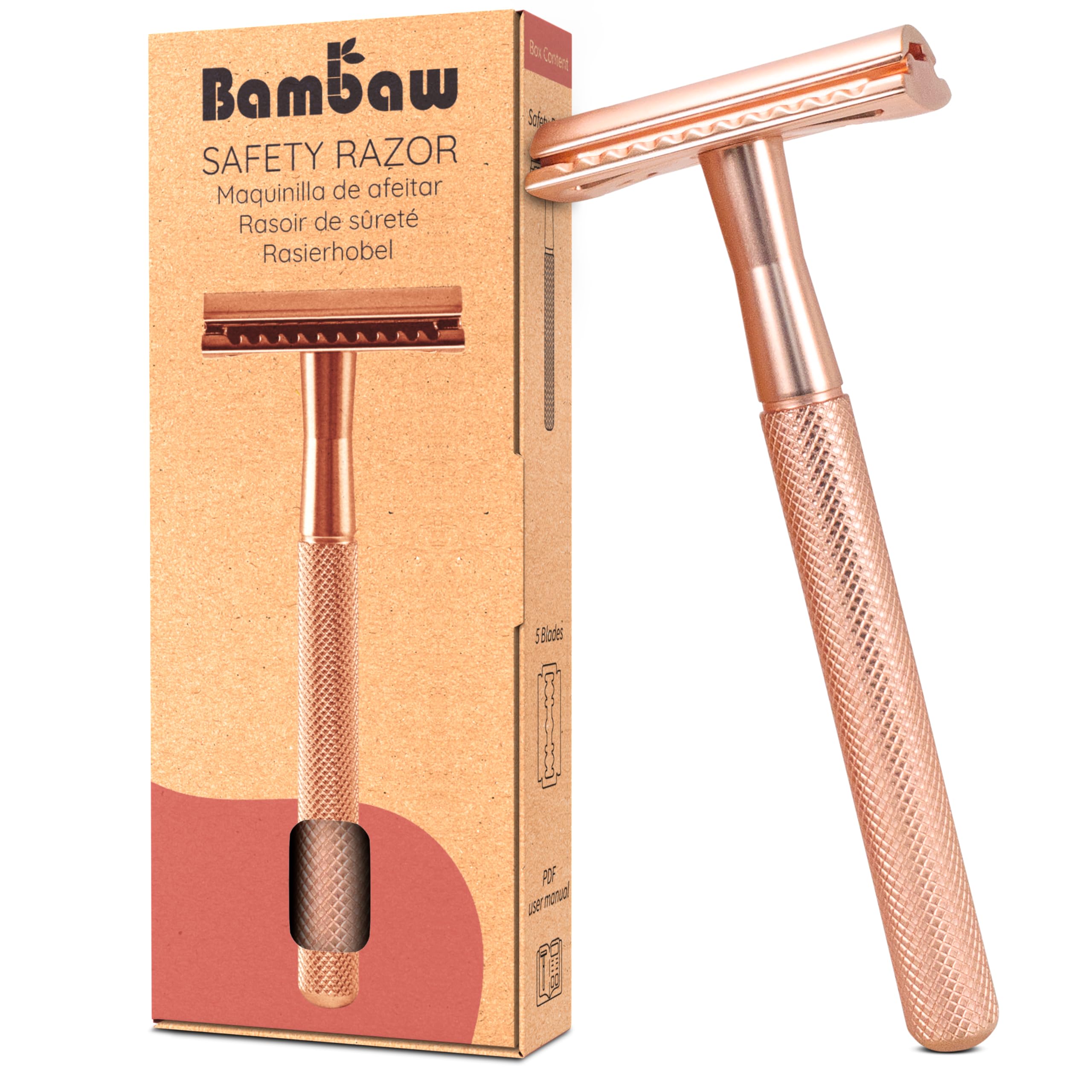 Bambaw Metal Safety Razor for Women | Rose Gold Women’s Razor | Metal Razor Women | No Blade included |