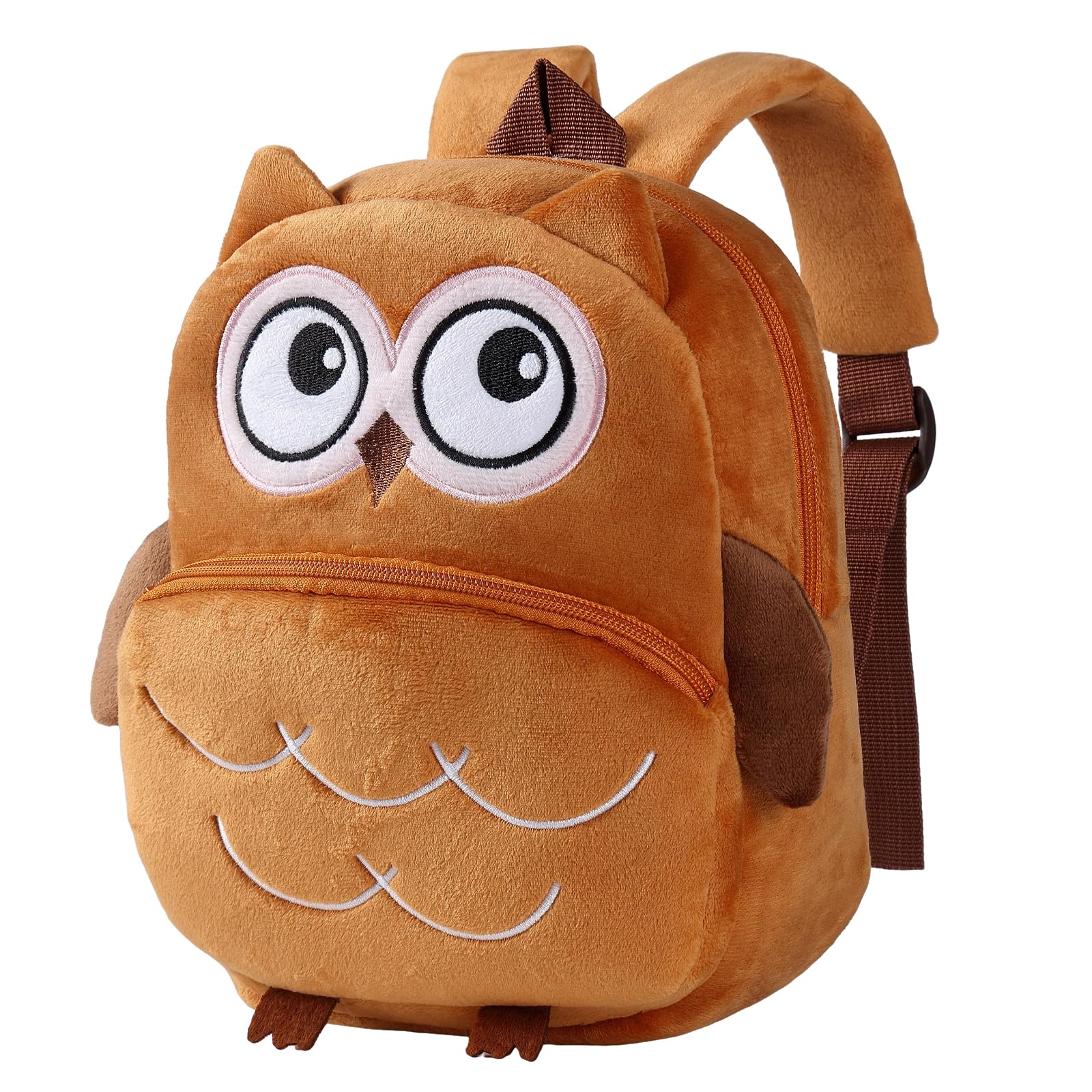 HAHASHOW Toddler Backpacks for Boys Girls 2-4, Cute Plush Animal Cartoon Kids Backpack for Daycare Kindergarten Preschool Travel Brown Owl
