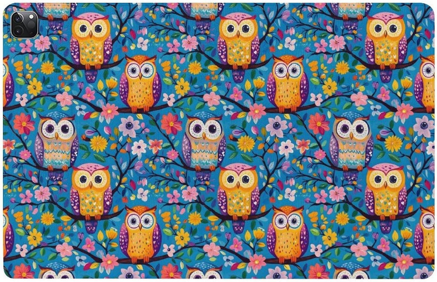 Compatible with iPad Pro 12.9 Case 6th/5th/4th/3rd Generation (2022/2021/2020/2018), Slim Flower Owl Print Case Compatible with iPad Pro Cover 12.9 Inch with Stand Auto Wake/Sleep