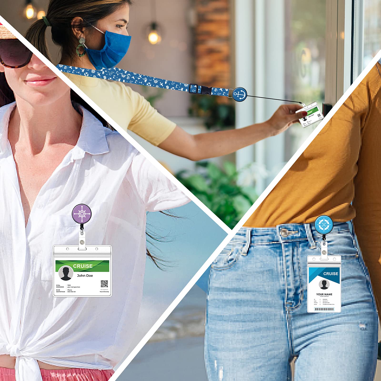 3 Pack Retractable Cruise Lanyard for Ship Cards Adjustable with Id Badge Reel Holder & Detachable Buckle, Key Card for Carnival Royal Caribbean Cruises, Essentials Cruise Accessories